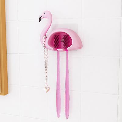 China Plastic Wall Mount Flamingo Bathroom Accessories Accessory Toothbrush Holder PVC Blister Sustainable Pink, 9.2*3.5*9cm Not Support White T/T for sale