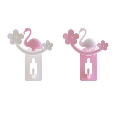 China Flamingo Two Animal Design Sustainable Bathroom Kitchen Decorative Wall Hook Set for sale