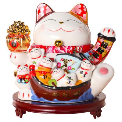 China Ripple Showing Chinese Arm Wealth Lucky Cats For Fortune Home Hotel Decor Plastic Ripple Ceramic Finger Craft for sale