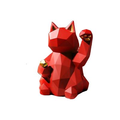 China Japan Geometry Decorations Modern Diamond Cat Statue Decoration Outdoor Lucky Store for sale