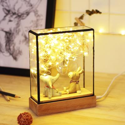 China Modern Nordic Silver Square Christmas Gift Birthday Lamp Creative Flower Tree Night Lamp for sale