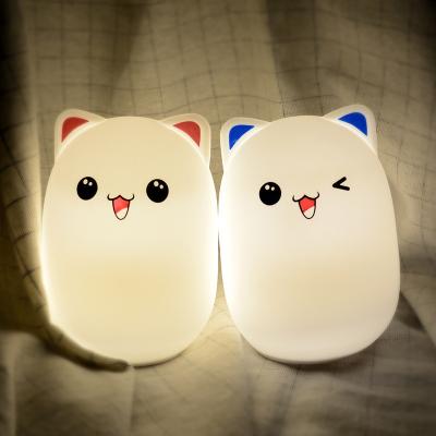 China Creative USB Touch Silicone Rabbit Cartoon Modern Cute Lamp Colorful Bedroom Night Light Creative Tapping Fill Light for sale