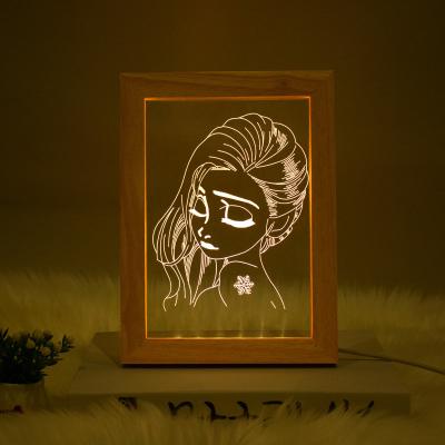 China Modern Creative Solid Wood Led Warm Light Customized Gift Photo Frame Lamp Beech Oak Photo Album Table Lamp Night Light for sale