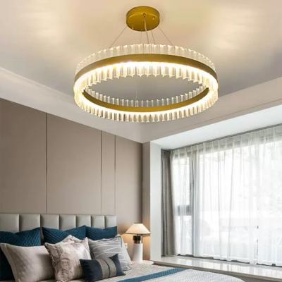 China Nordic modern villa light luxury crystal glass rod chandelier creative living room lobby lamps for sale