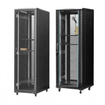 China Transparent End 18U 22U 28U 32U 36U 42U 46U Server Network Cabinet Data Center Tempered Glass Front Door/Mesh Door High Rack 19 Inch Telecom Assemble Cabinet Floor Standing for sale