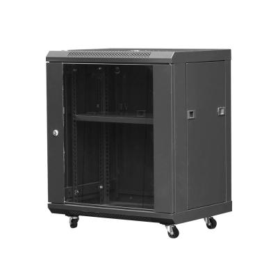 China Wall Mounted Data Center Server Rack 12u Computer Network Cabinet Server Rack With Casters Wheels Glass / Mesh Door 4 Sides Openable for sale