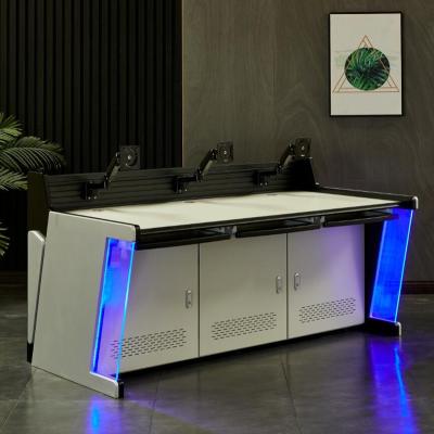 China Console Light Monitoring Panel Side Command Center Security Control Room Modern Led Broadcasting Console Table for sale