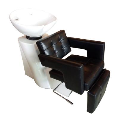 China Comfortable Hair Salon Furniture Washing Back Unit Ceramic Salon Basin Beauty Shampoo Chair Shampoo Bed for sale