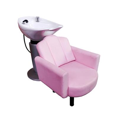 China Modern Barber Shop Shampoo Bed Hair Salon Dedicated Shampoo Bed Shampoo Chair Flush Bed Basin Ceramic Salon for sale