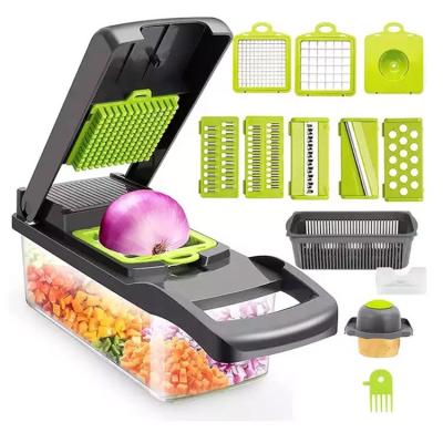 China Viable 12 in 1 Quick Multifunction Veggie Cutter Cortador de verduras Hand-held Manual Vegetable Cleaver for sale