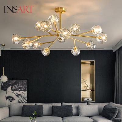 China Beautiful Nordic Gold Copper Bubble Crystal Chandelier Lamp Contemporary Pendant Light for sale