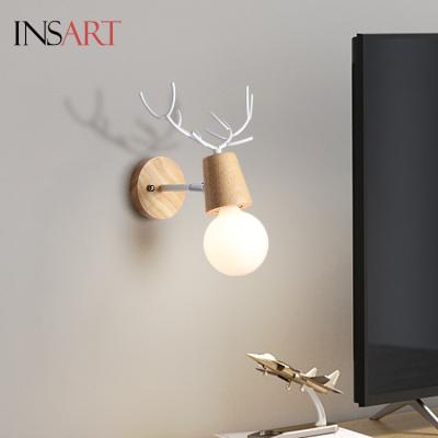 China e27 modern minimalist modern bedroom decoration indoor wooden children led wall light for sale