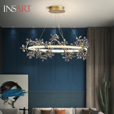 China Modern Luxury Nordic Ring Led Chandelier Light Flower Crystal Indoor Lighting Acrylic Living Room for sale