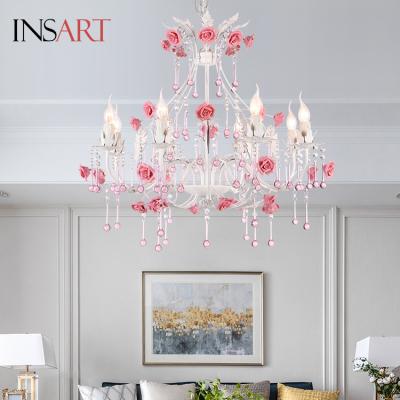 China Nordic American Creative Ceramic Flower Pendant Light Living Room Dining Room Led Chandelier for sale