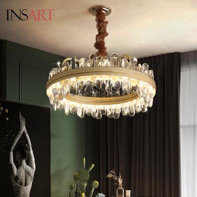 China Round Luxury Hotel Lobby Indoor Crystal Chandeliers Gold Pendant Lights for sale