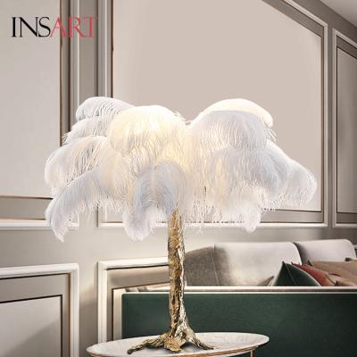 China EUROPEAN modern luxury decoration led white feather living room bedroom desk light for sale