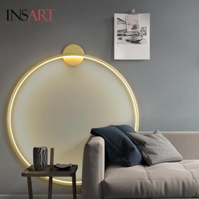 China Modern Minimalist Bedroom Decoration Wall Lamp Living Room Background Wall Light Circle Circle Gold Wall Lamp for sale