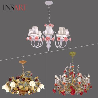 China Best Price Modern Luxury Iron Flower Best Price Decorative Glass Ceramic Led Pendant Light for sale