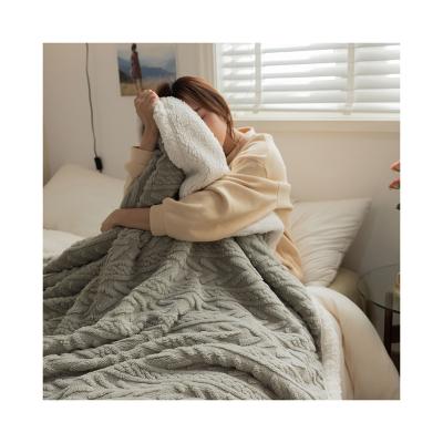 China PORTABLE Warm Sale Lambskin Blanket Jacquard Fleece Sherpa Blanket Super Soft Nap Throw Blanket Office Use For Winter for sale