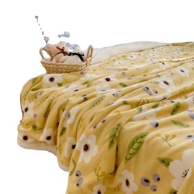 China INS PORTABLE New Style Thicken Flannel Fleece Fruit Printed With Soft Sherpa Fleece Blanket Bedroom Blanket Use for sale