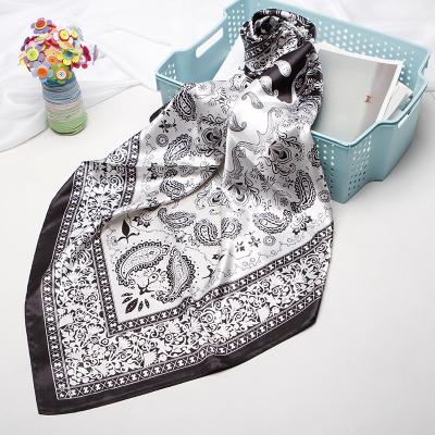 China 90*90Cm cheap printed simulation silk satin square scarf women decorative scarf for sale for sale