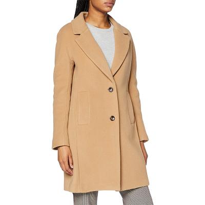 China Anti-wrinkle Women's Winter Trench Coat Wool Blend Khaki Long Coat for sale