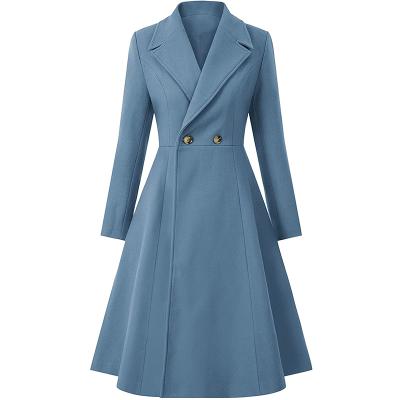 China Custom Made Duffle Wool Ladies Coat Anti-wrinkle Winter Thin Women's Double Breasted Gap Jacket Long Thick Warm Elegant Lapel Coat for sale