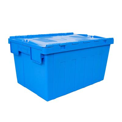 China Moving Industrial Plastic Container with Hinged Attached Lid and Lockable Hinged Lid for sale