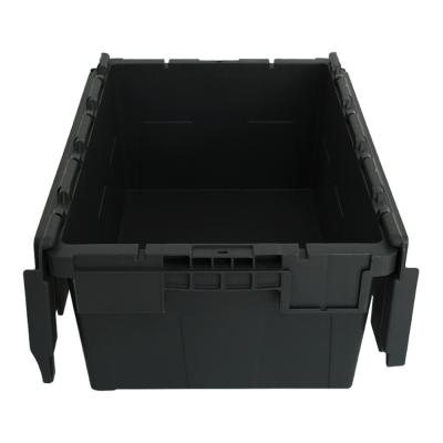 China Clear Waterproof Logistic Storage Plastic Storage Box with Hinged Lid and Customized Logo for sale