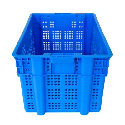 China Plastic Mesh Crate Nest Stack Vented Plastic Basket for Turnover Storage Customized Logo for sale