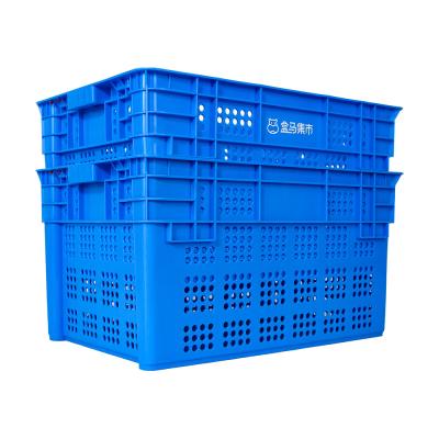 China Customized Logo Mesh Plastic Crate for Nestable Stackable Plastic Turnover Basket for sale