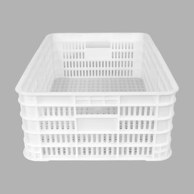 China Supermarket Plastic Multifunctional Fruit Basket Mesh Turnover PP Crate Fresh Vegetable Stackable Basket for sale