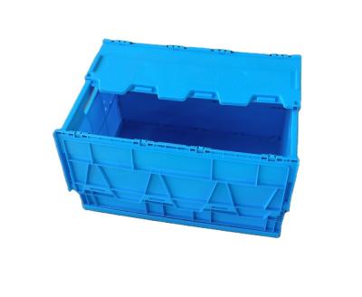 China Storage EU Industrial Logistic PP Turnover Nestable Stackable Tote Plastic Moving Box with Attached Lid for sale