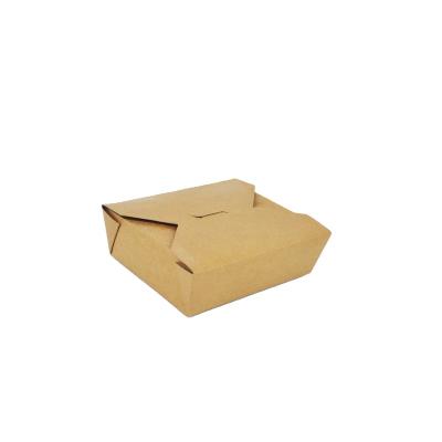 China Wholesale Recyclable Kraft Paper Take Away Food Packaging Box Film Food Packaging Oil Proof Box for sale