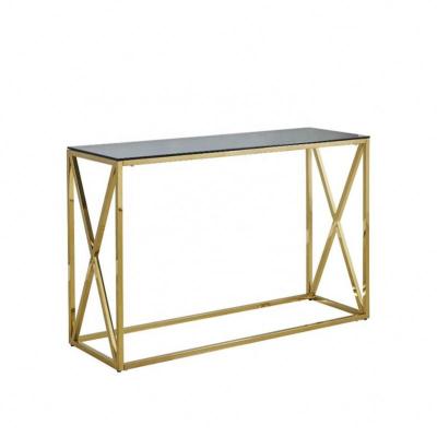 China 2021 Hot Sale Best Price Hallway Accent Table Stainless Steel Tempered Glass Console Table Simple for sale