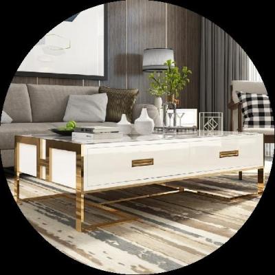 China Modern Nordic Coffee Table TV Cabinet Combination Living Room Furniture Stainless Steel Cabinet for sale