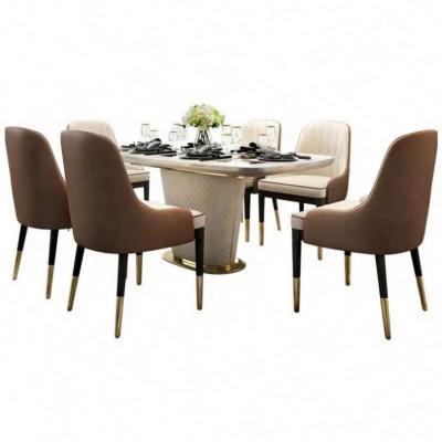 China Nordic Style Luxury Dining Table Table Chair Set Easy To Clean And Stainless Steel Restaurant Chair Set for sale