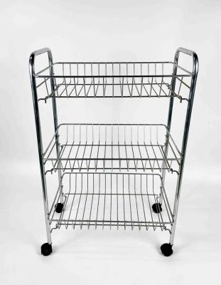 China Iron Pipe Three-layer Storage Baskets Sustainable Exquisite 42*28*66cm Trolley For Kitchen And House for sale