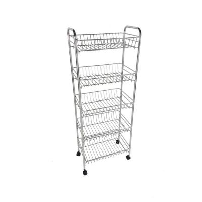 China Iron Pipe Three-layer Storage Baskets Sustainable Exquisite 42*28*110cm Trolley For Kitchen And House for sale