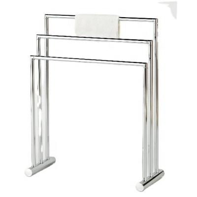 China Bathroom Bath Divider Material High Quality Iron Tube Three Tier Vertical Standing Towel Rack for sale