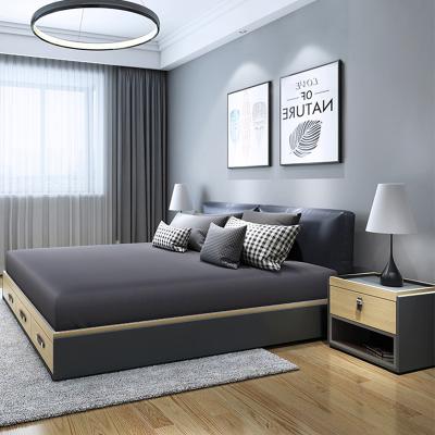 China Modern Large Soft Headboard Bedding Sets Modern Italian Leather Bed Double King Size Bed With Luxury Genuine Leather Drawer 1.8m View for sale