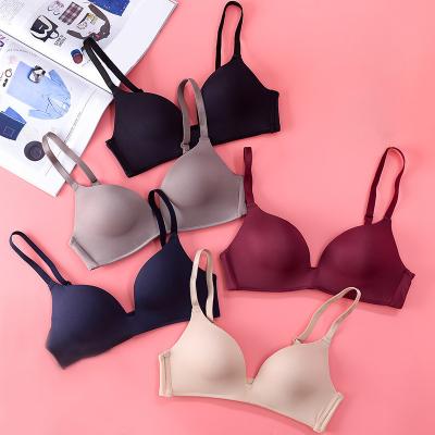 China Pump Dropshipping Girls Shape Simple Solid Color Push Up T-shirt Bra Wireless Comfort Women Seamless Bra for sale