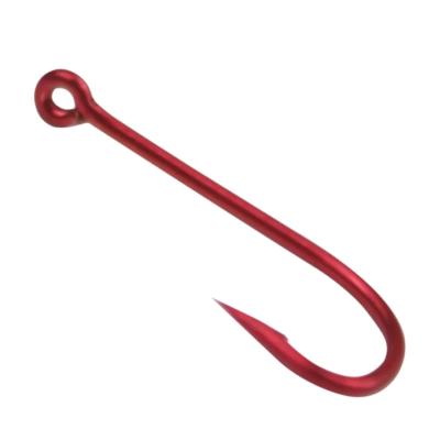 China Fashion new 50 a series high quality fish hook bionic red ring main barb hook high carbon steel thin long leg hooks for sale