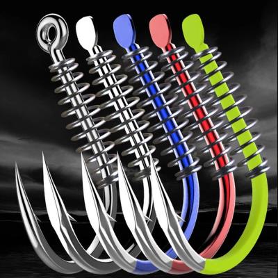 China Excellent 20pcs/lot 4-14# Chemically Sharpening Spring Hook with Colorful Barbed Blast Hook Jig Fly Hook Fishing Accessories for sale