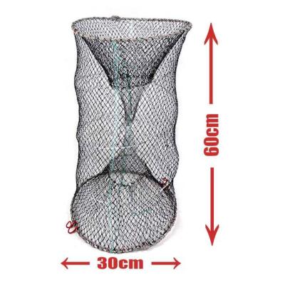 China Multifilament Reinforced 2 Holes Automatic Shrimp Cage Nylon Foldable Fishing Net Crab Fish Trap Cast Cast Fishing Net Folding Net for sale