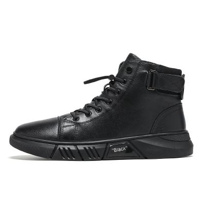 China Adit Factory Supply Custom All Deodorization Brand Men's Shoe Black High Waist PU Sneakers Synthetic Leather Casual Shoes Manufacturer For Man for sale