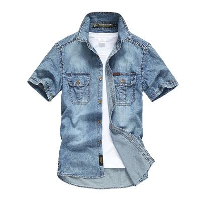 China 2021 Breathable Breathable Custom Wholesale Buttons Down Casual Shirt Men Denim Shirt Shorts Sleeve Shirts Unisex Sellers for sale