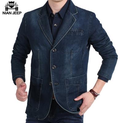 China 2020 Wholesale Amazon Breathable Warm Men's Casual Jeans Suit Plus Size Fashion Solid Spring Top Blazers For Men for sale