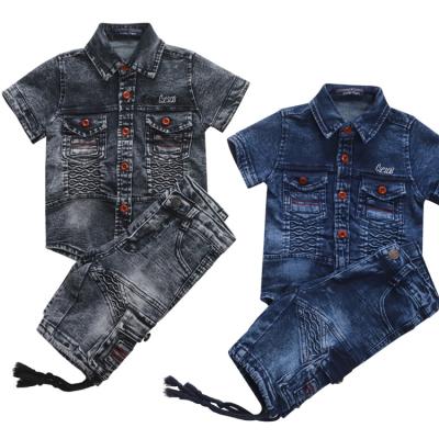 China Wholesale designer boys denim suit children's clothing boy jack gentleman clothing unique high quality casual smart children's short clothing for sale