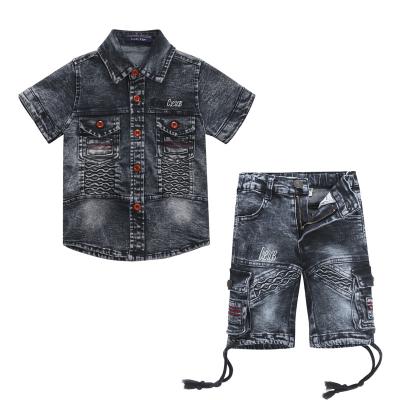 China Guaranteed Quality Design Casual Unique Toddler Boy Clothes Short Sleeve Denim Suits 2 Pieces Boys Clothing for sale